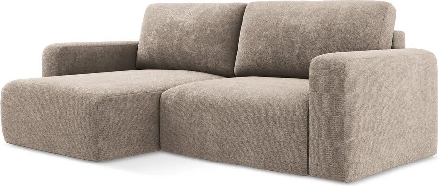 Бежов шенилов сгъваем/с място за съхранение ъглов диван (ляв ъгъл) Kona – Makamii