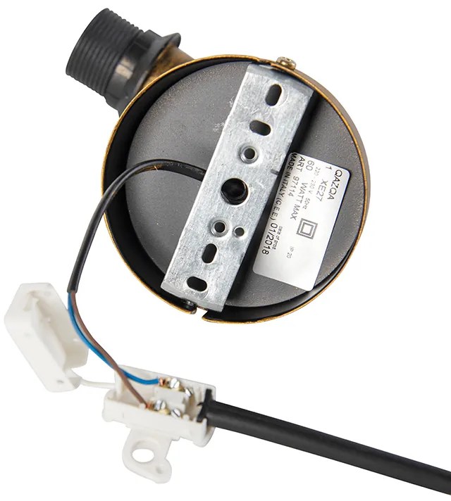 Винтидж стенна лампа златиста с черен кадифен абажур - Matt