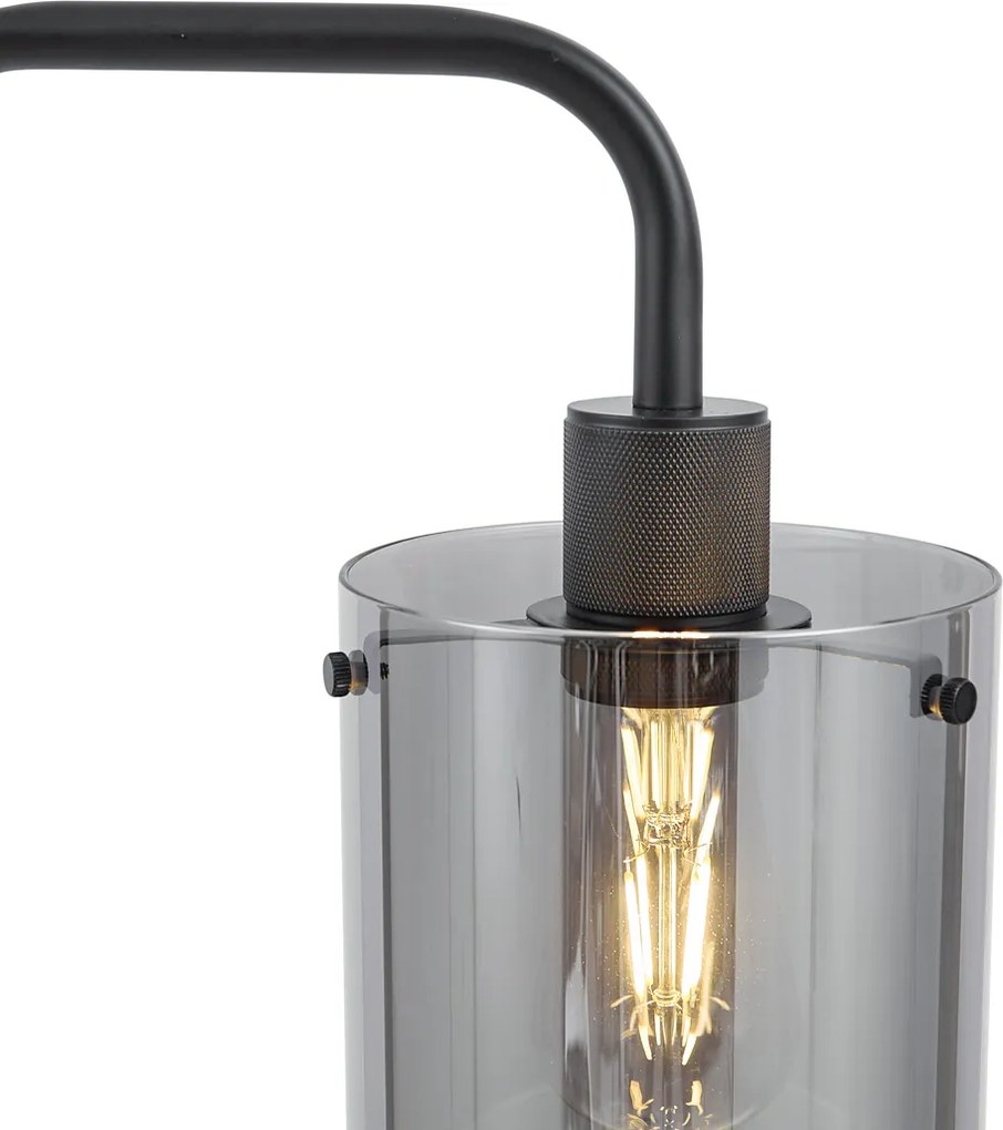 Дизайнерска подова лампа черна с опушено стъкло - Domo