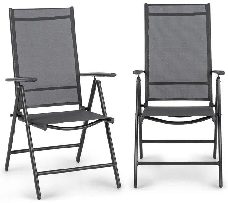 Blumfeldt Almeria Garden Chair, сгъващ се стол, комплект 2 броя, 56,5 x 107 x 68 cm, ComfortMesh, цвят антрацит