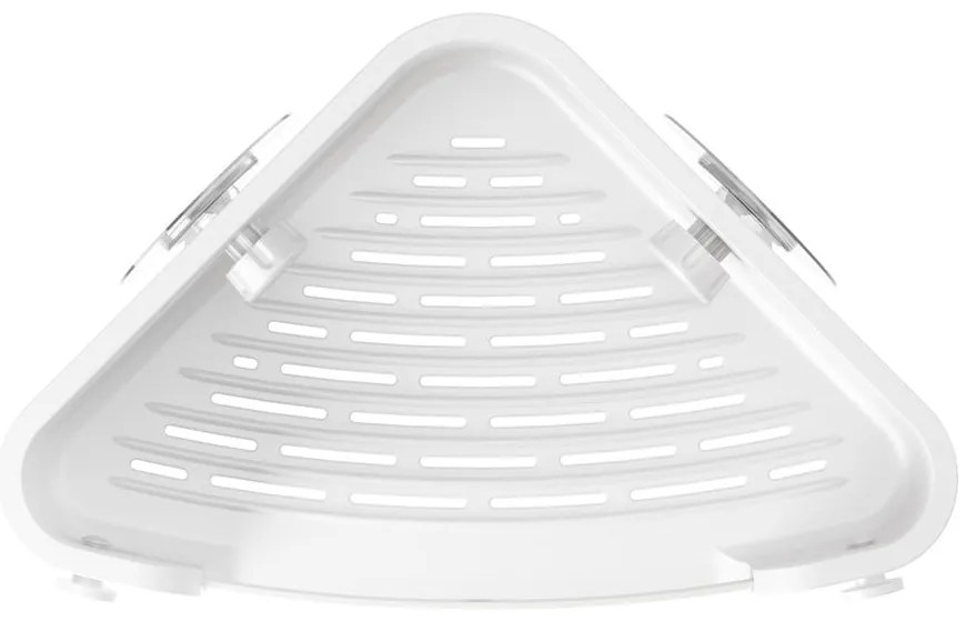 Бял ъглов рафт за баня без пробиване от рециклирана пластмаса Flex – Umbra