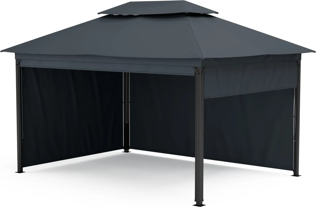 Blumfeldt Grandezza Cortina градинска беседка 3x4 м, устойчива на атмосферни влияния, прахово покритие, странични ролети