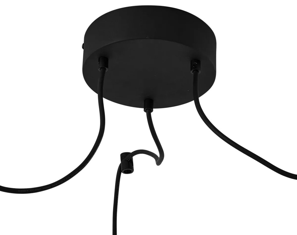 Външна висяща лампа черна с оранжеви въжени абажури 3 светлини IP44 - Cava Jayla