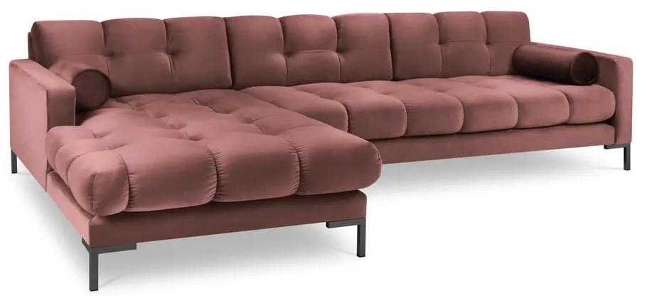Розов ъглов диван от кадифе , ляв ъгъл Bali - Cosmopolitan Design