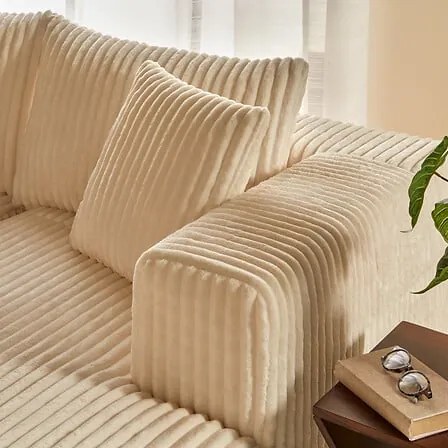 Компресиран ъглов диван atmosphera Solka, 254 cm,Кордурой - Амбър