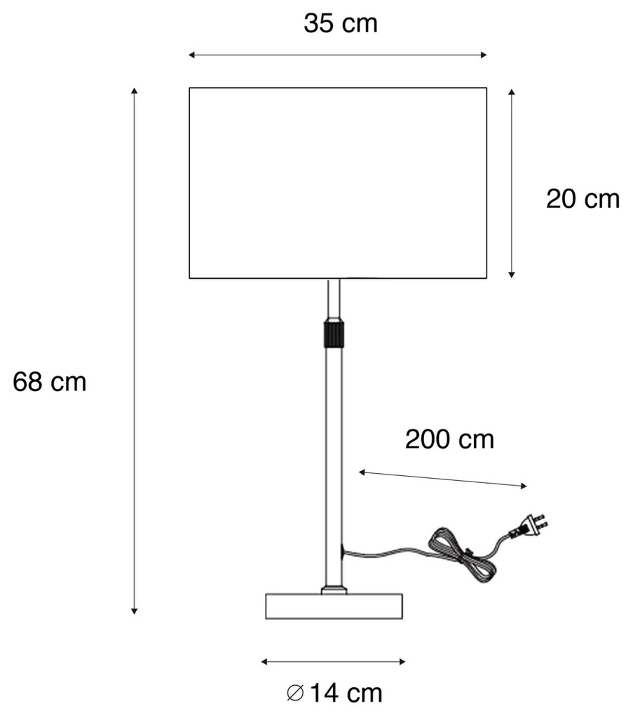 Лампа за маса черна с тапетарен абажур от кадифе 35см - Parte