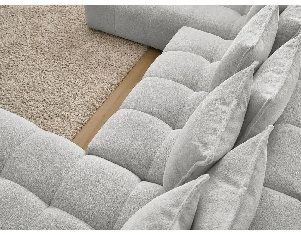 Светлосив шенилов сгъваем/с място за съхранение ъглов диван (ляв ъгъл/U форма) Everest – Bobochic Paris