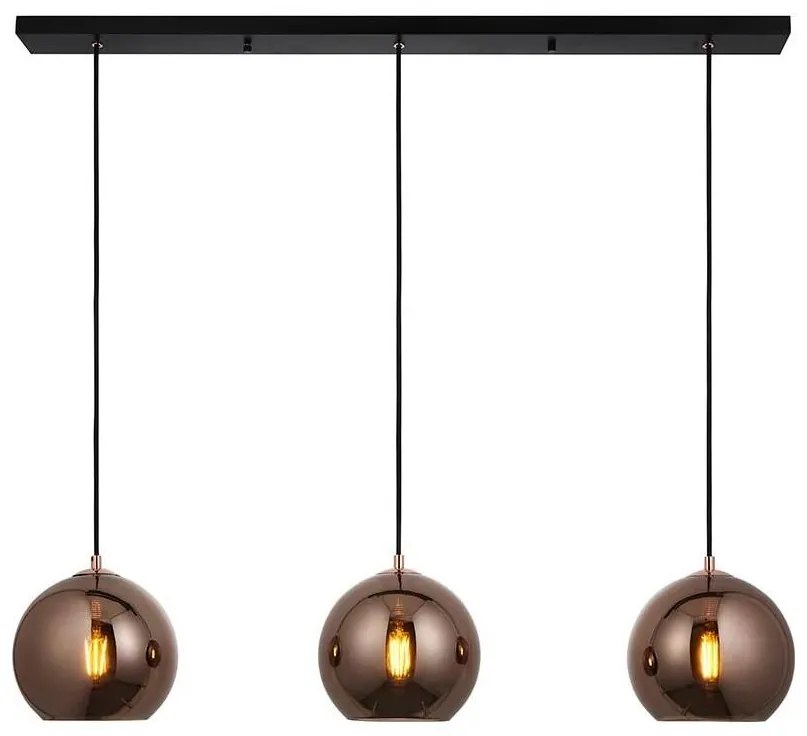 Endon 102929 - Пендел BOLI 3xE27/10W/230V черен/опушен кафяв