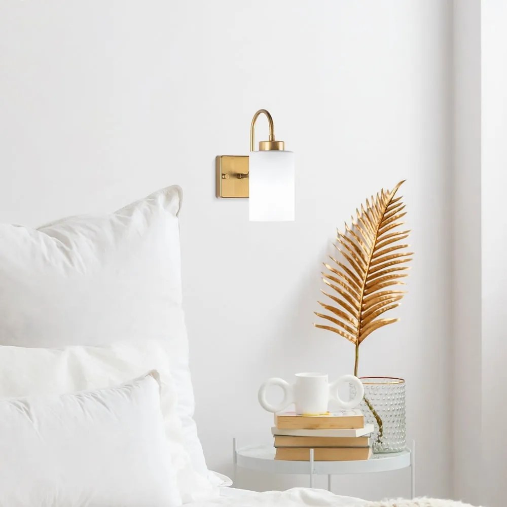 Стенна лампа в бял и златист цвят ø 10 cm Duzsuz – Opviq lights
