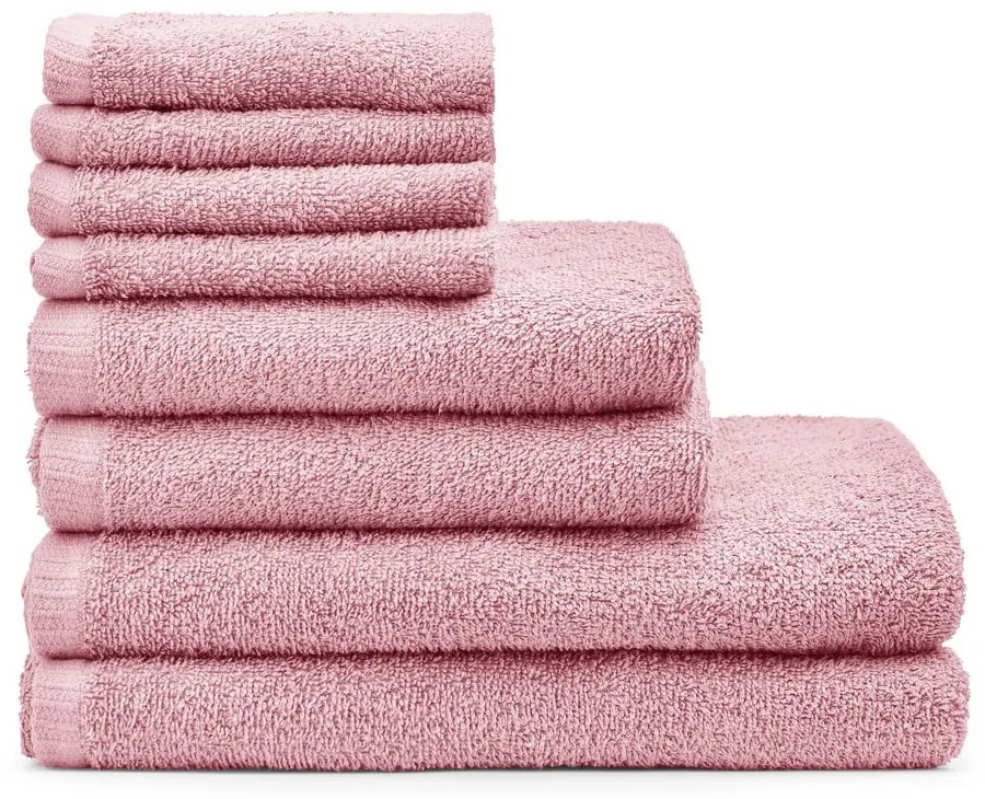 Розови бързосъхнещи /от тери памучни хавлии и кърпи за баня в комплект 8 бр. Quick Dry – Catherine Lansfield