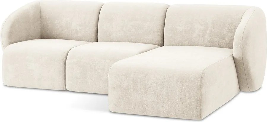 Бежов шенилов ъглов диван (десен ъгъл) Lani – Makamii