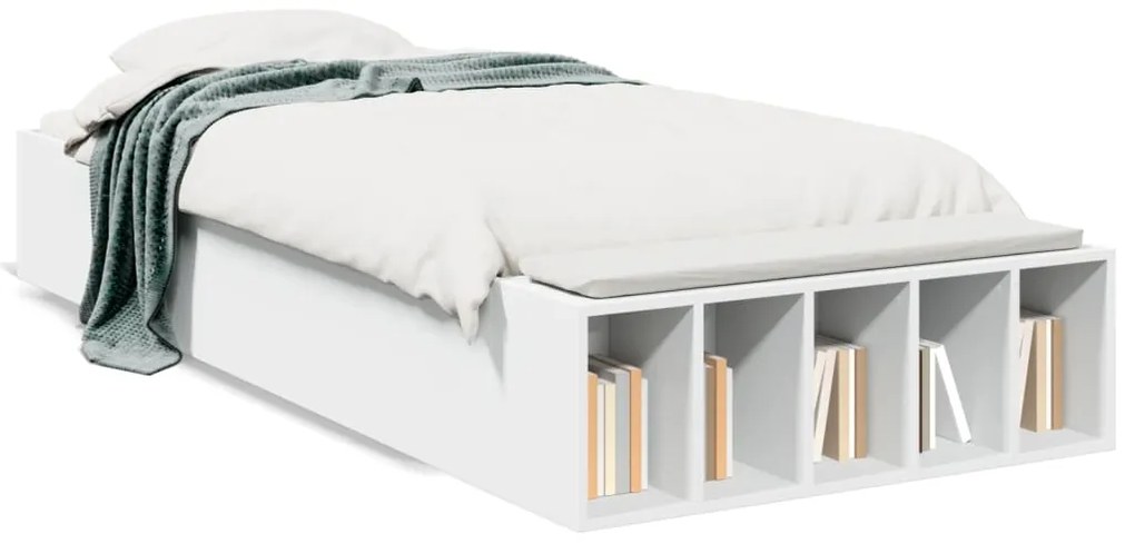 3280608 vidaXL Рамка за легло, бяла, 90x200 см, масивно дърво