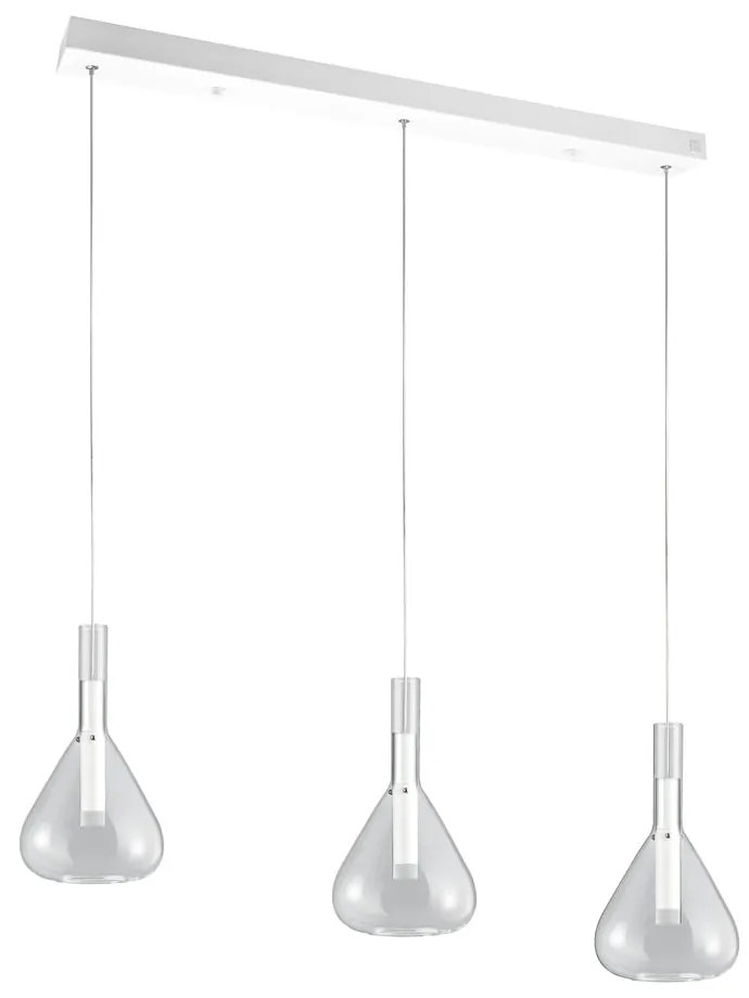 Бяло LED висящо осветително тяло със стъклен абажур Cipera – CINQUE