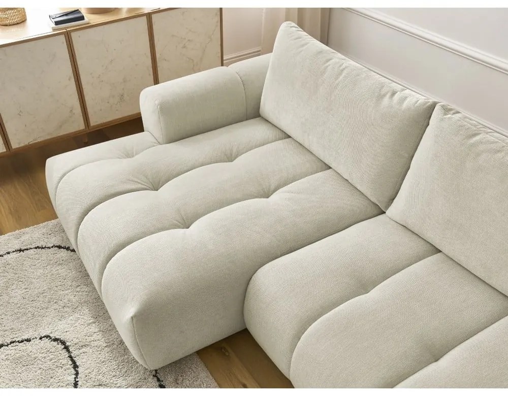 Бежов сгъваем/с място за съхранение ъглов диван (ляв ъгъл) Fuji – Bobochic Paris