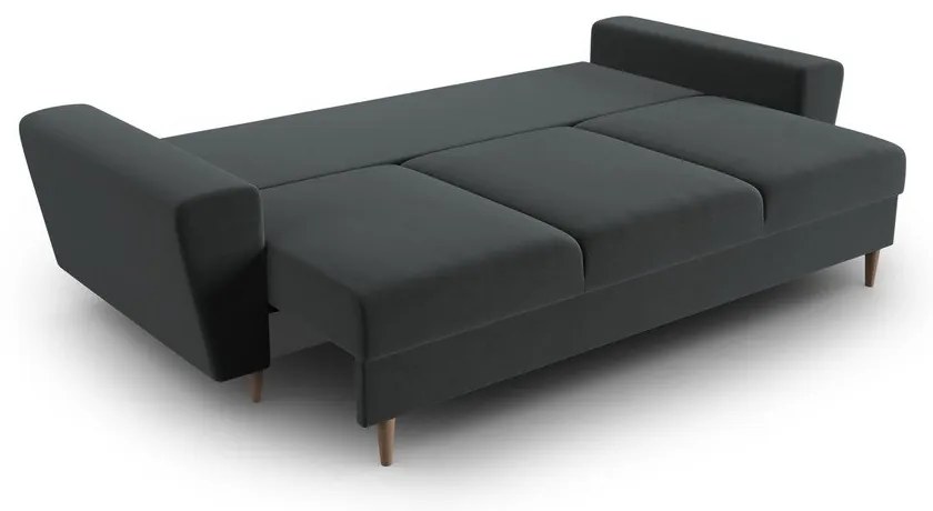 Тъмносив кадифен разтегателен диван с място за съхранение 235 cm Kyoto – Cosmopolitan Design