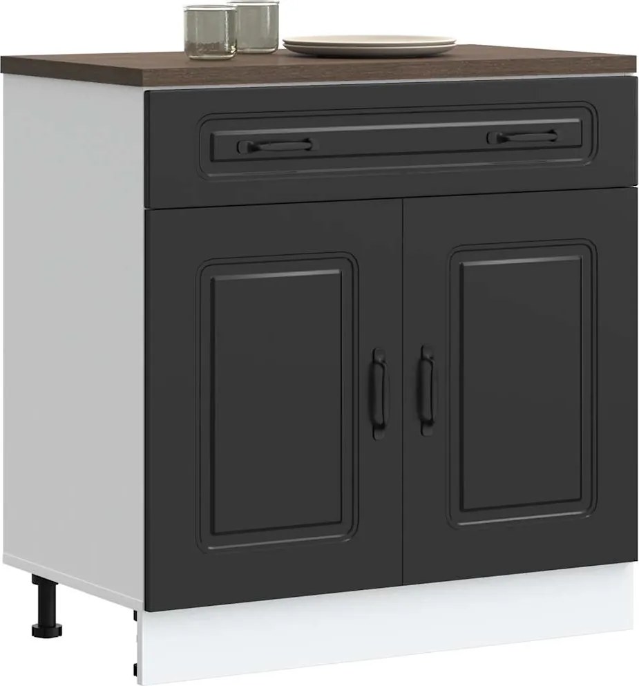 853498 vidaXL Кухненски шкаф, "Kalmar", черен, инженерно дърво