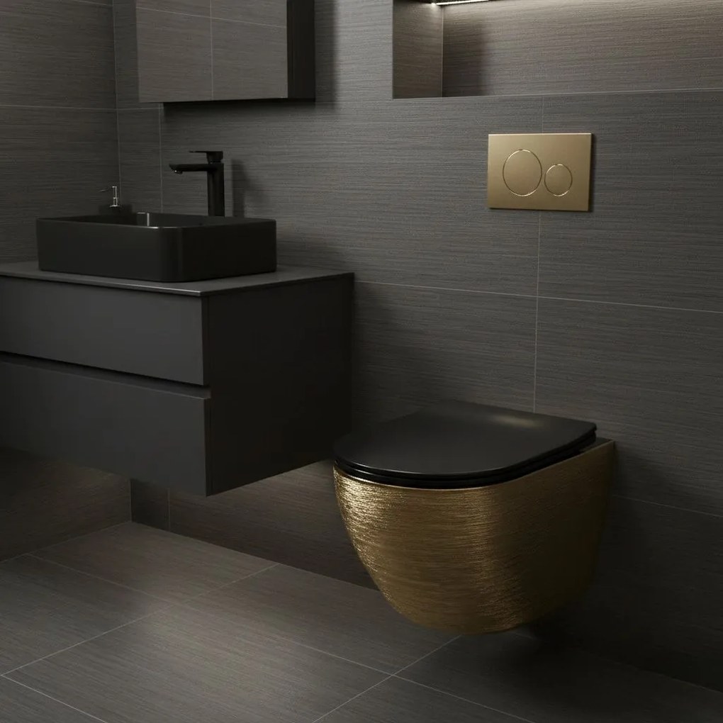 Тоалетна чиния Rea Carlo Mini Tornado Black Brush Gold