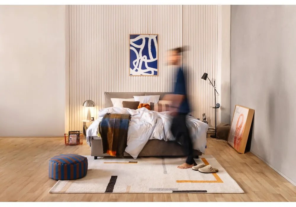 Тапицирано двойно легло в сиво с място за съхранение и матрак с решетка 160x200 cm Myra Pillow - Bonami Selection