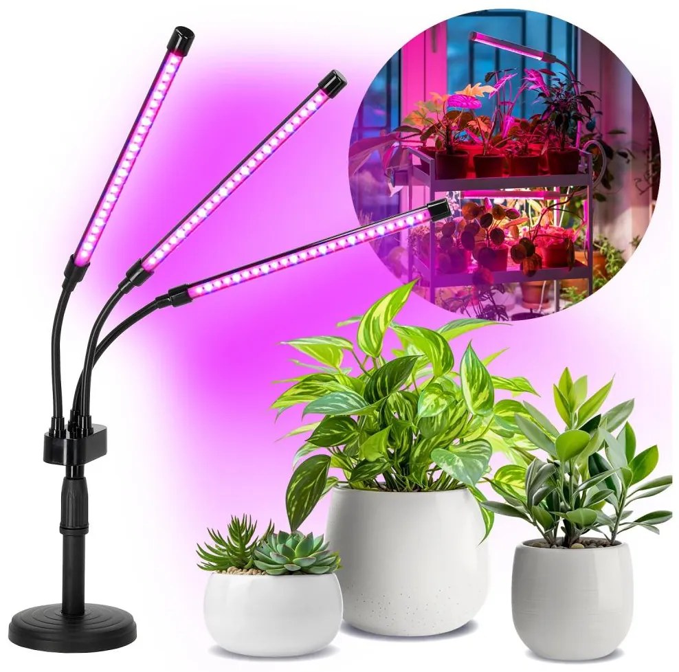 LED регулируема настолна лампа за растения VITARO 3xLED/10W/230V черна