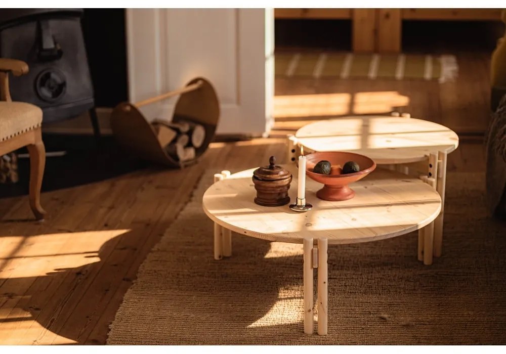 Синя кръгла масичка за кафе от масивен бор ø 80 cm Sticks – Karup Design