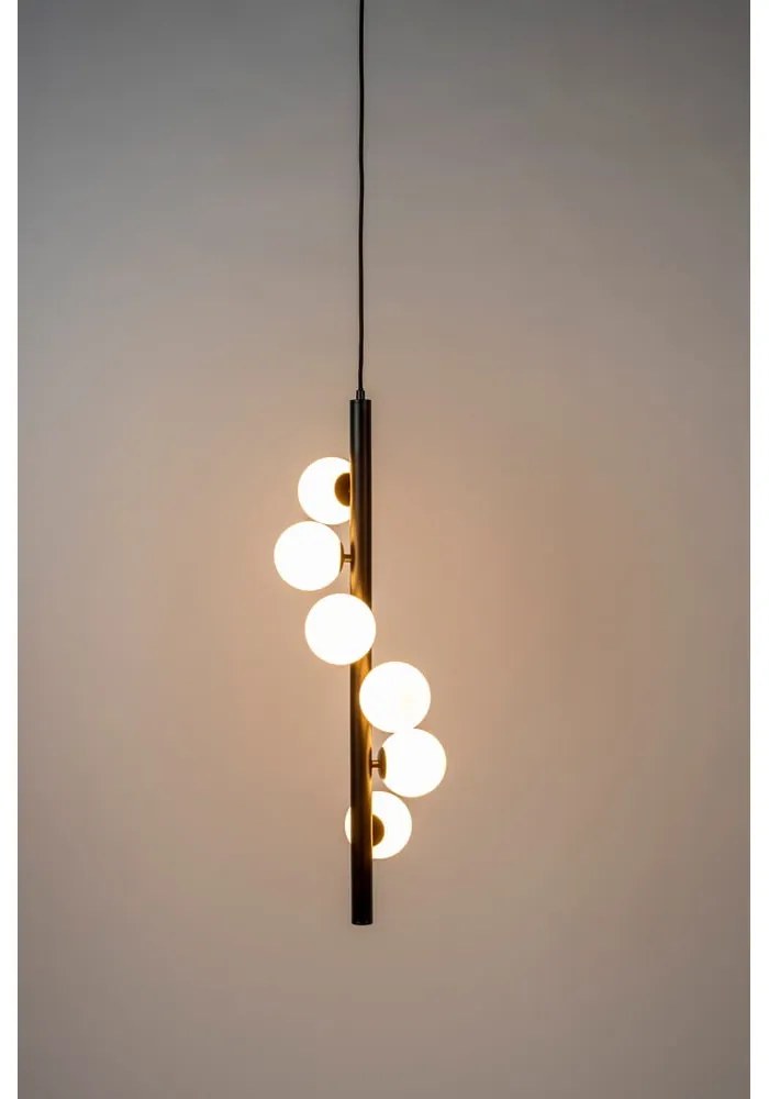 Черно-бяло затъмняващо се висящо осветително тяло със стъклен абажур ø 28 cm Monica – White Label