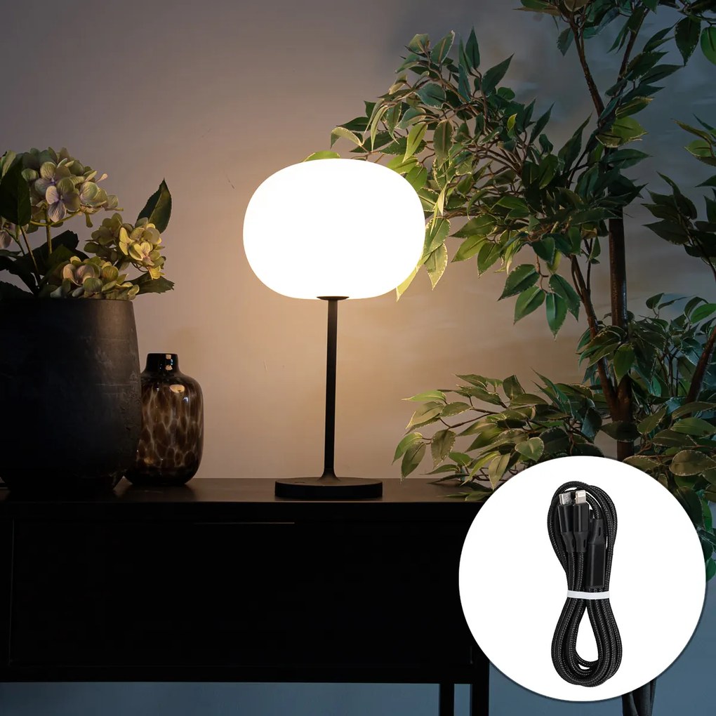 Модерна настолна лампа бяла акумулаторна - Maloi