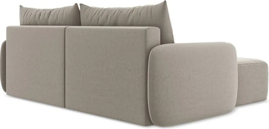 Кафяво-сив кадифен сгъваем/с място за съхранение ъглов диван (ляв ъгъл) Kalena – Makamii