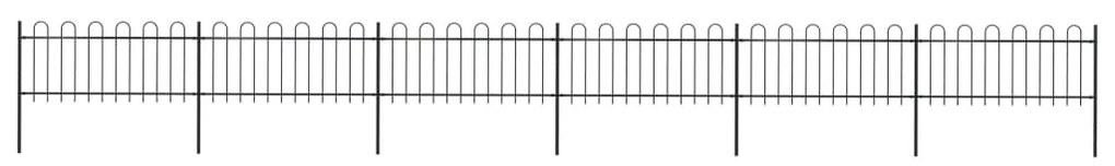 Sonata Градинска ограда с извити върхове, стомана, 10,2x0,8 м, черна
