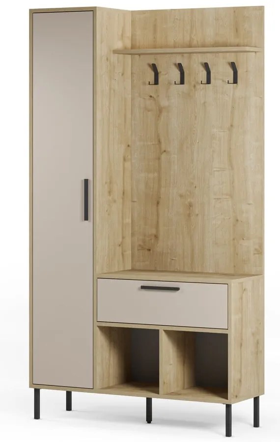 Кремаво-естествен комплект за коридор от декор от дъб 108x195x35 cm Heidy – Marckeric