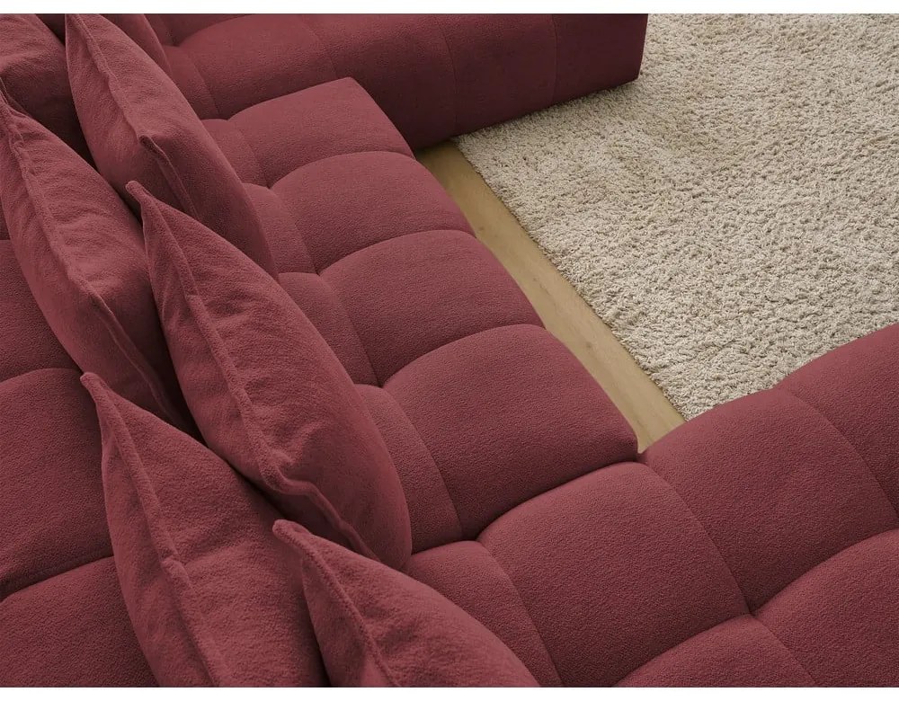 Бордо шенилов сгъваем/с място за съхранение ъглов диван (десен ъгъл/U форма) Everest – Bobochic Paris