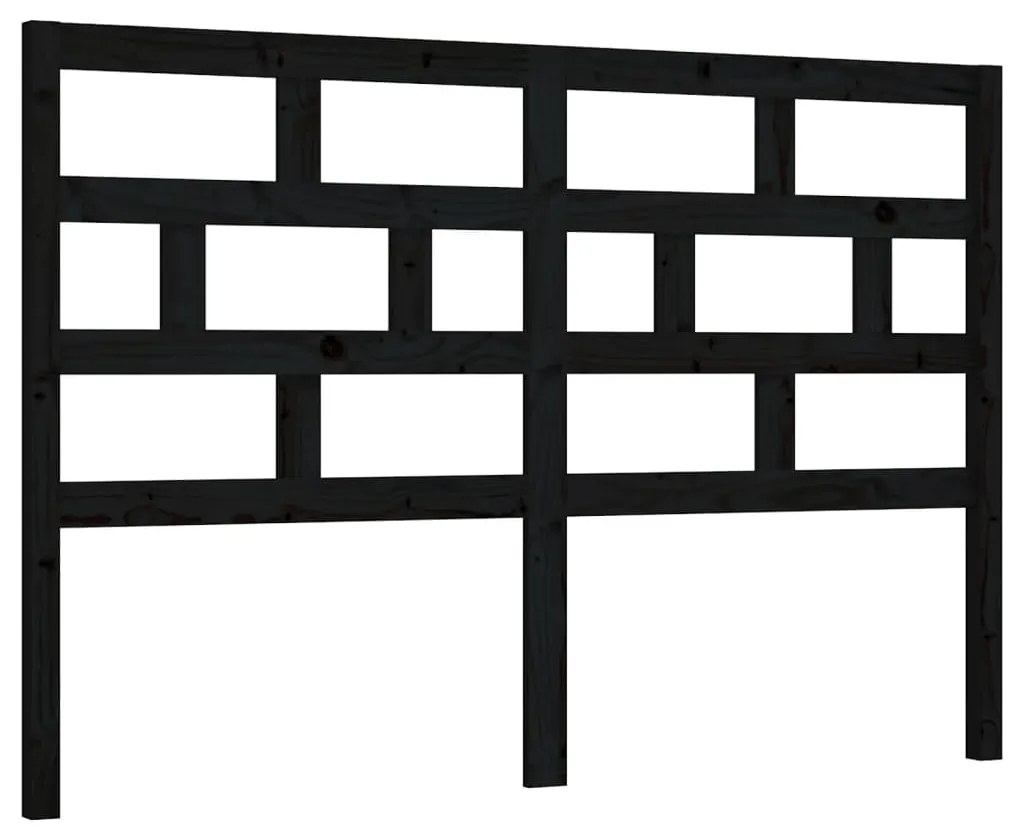 814193 vidaXL Горна табла за легло, черна, 141x4x100 см, бор масив