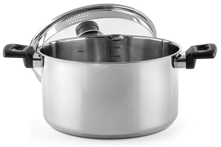 Тенджера Luigi Ferrero Sophia FR-3406, 26x14 см, 7 л, Стомана 18/10, Стъклен капак, Индукция, Инокс