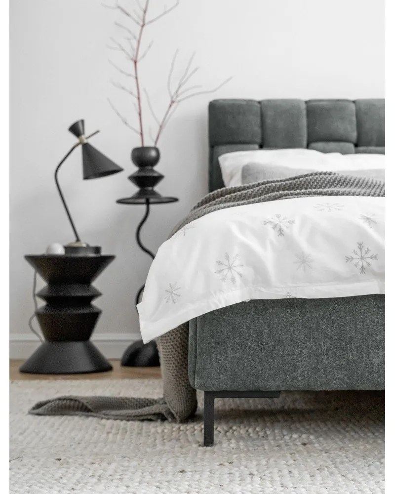 Сиво-зелено двойно легло тапицирано с включена подматрачна рамка 160x200 cm Eve – Miuform