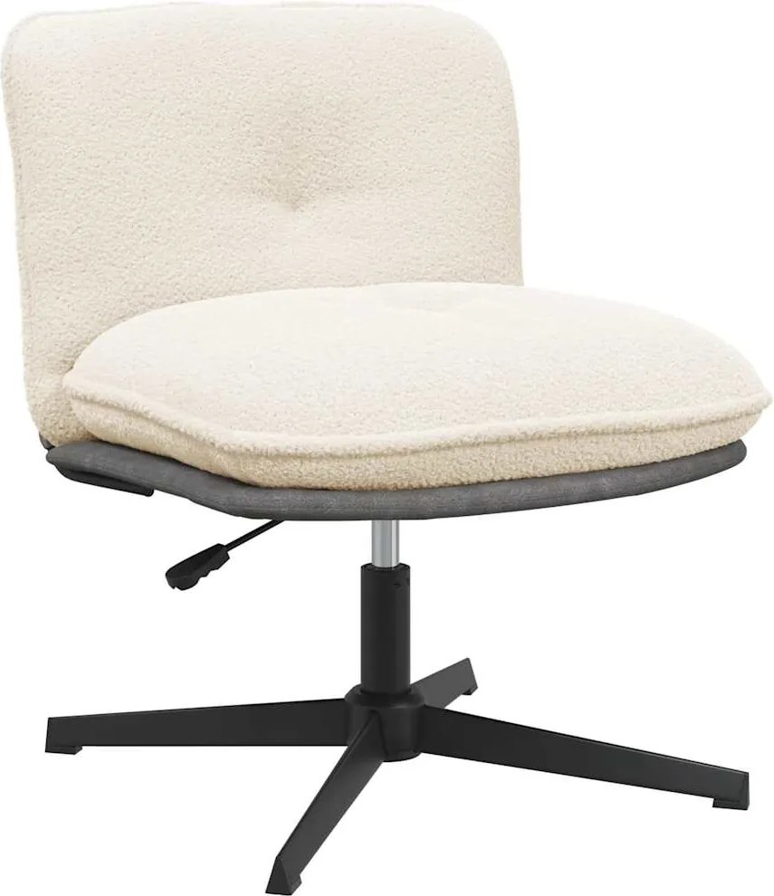 4105384 vidaXL Въртящ се офис стол, кремав, Къдрава вълна, текстил
