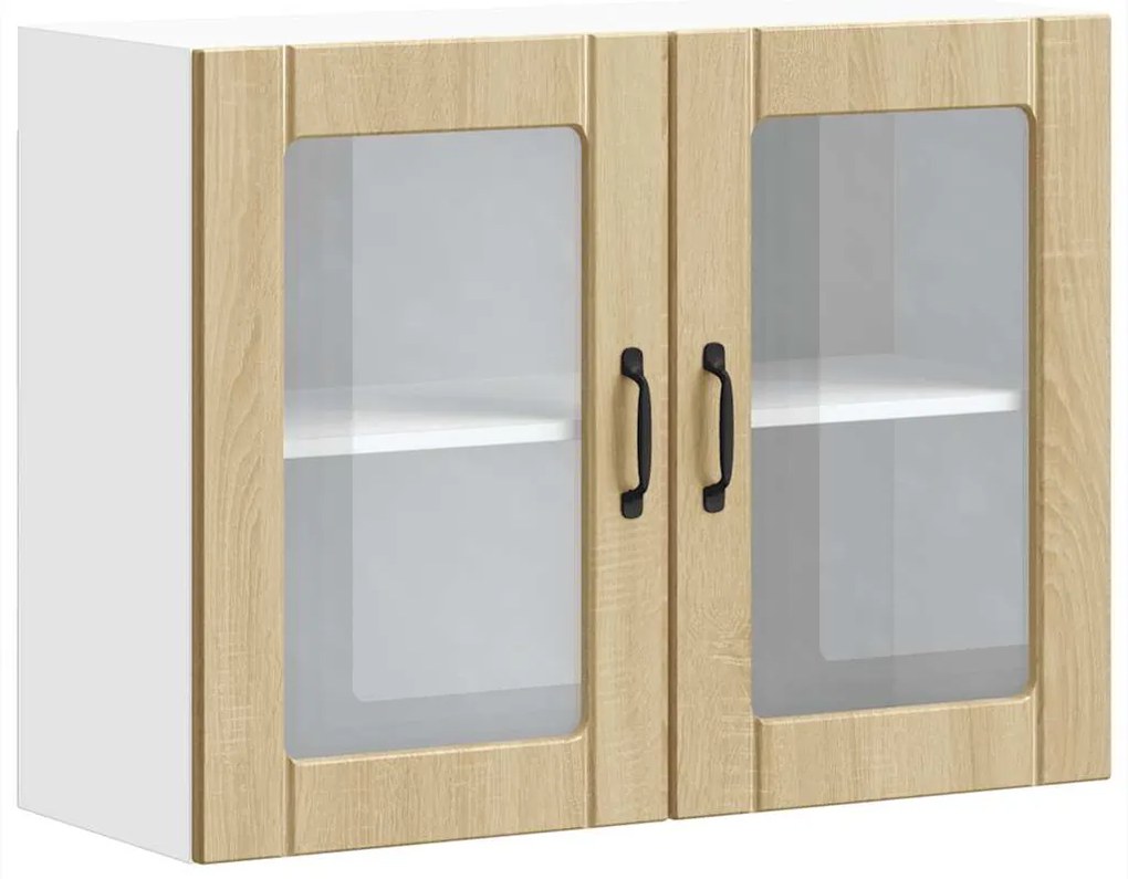 853850 vidaXL Кухненски стенен шкаф със стъклена врата "Lucca" дъб сонома, инженерно дърво