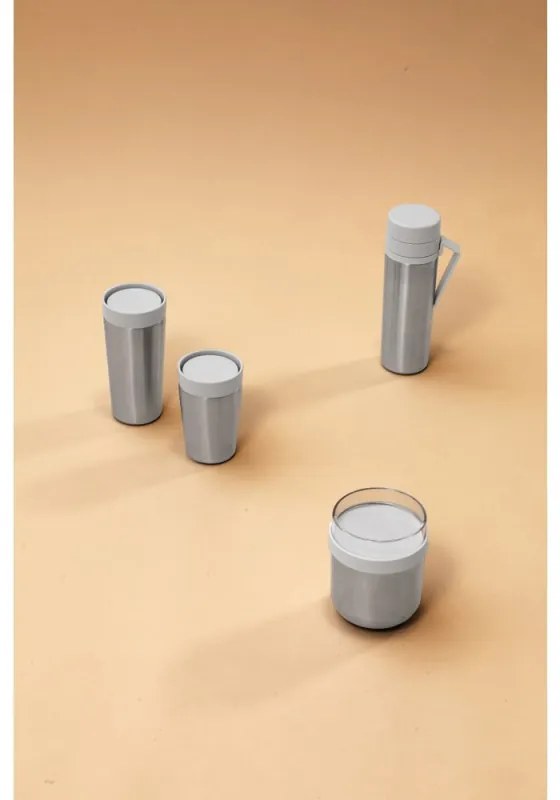 Термо чаша Brabantia Make&Take 1008490, 360 мл, Устойчива на разливане, Инокс/светлосив