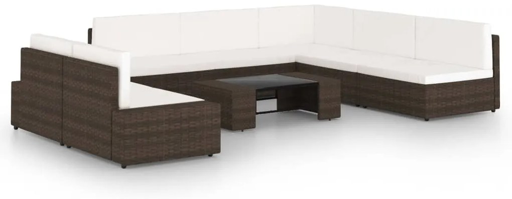 3067163 vidaXL Градински комплект с възглавници, 8 части, кафяв полиратан