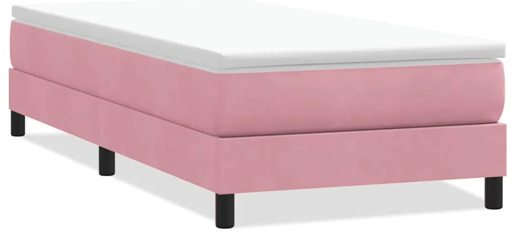 3315866 vidaXL Боксспринг легло без матрак, розово, 100x220 см, кадифе