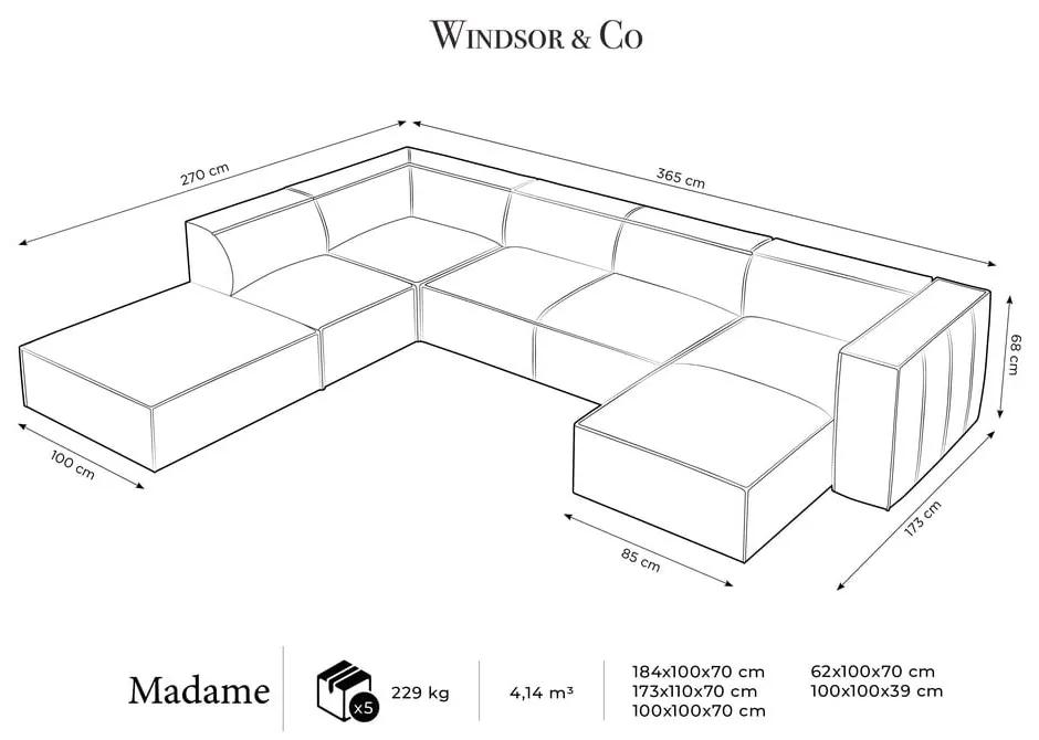 Ъглов диван (ляв ъгъл) в бензиново/сиво Madame - Windsor &amp; Co Sofas
