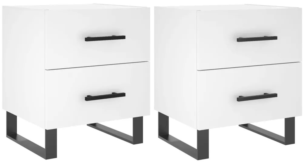 827357 vidaXL Нощни шкафчета, 2 бр, бели, 40x35x47,5 см, инженерно дърво