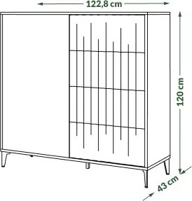 Скрин РИМИНИ К-123С Елегантен Орех/Черно - МОДЕРЕН ШКАФ С ЧЕКМЕДЖЕТА И НАБРАЗДЕНИ ФРОНТОВЕ