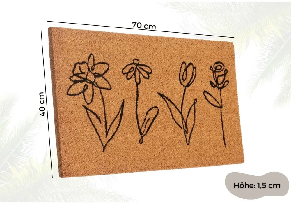 Изтривалка от кокосови влакна 40x70 cm Wildflowers – Hanse Home