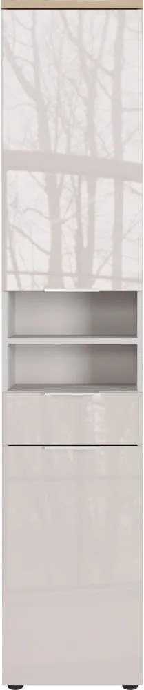 Кремав гланцов висок/тесен шкаф за баня 39x190 cm Tavira – Germania