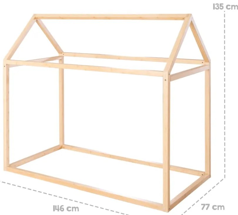 Къща детско легло в естествен цвят 70x140 cm Montessori – Roba