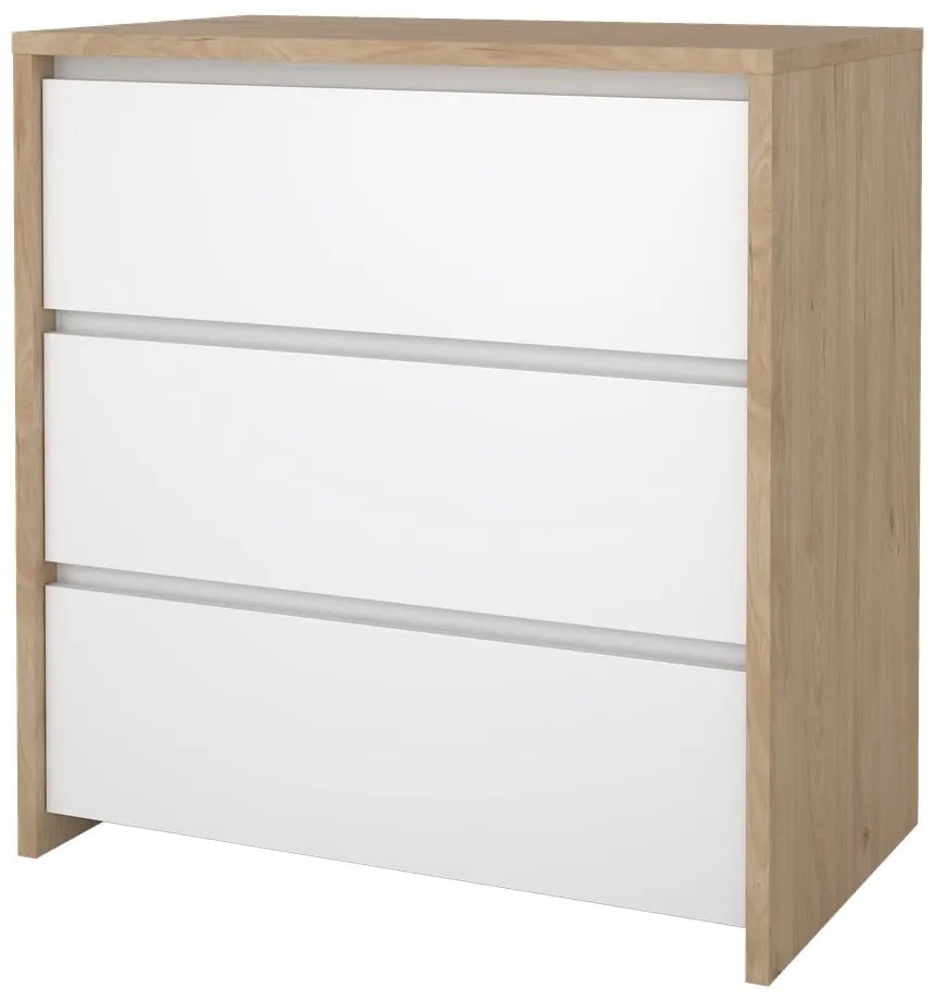 Скрин от дъбов декор бял и естествен цвят 80x84x48 cm Next – Tvilum