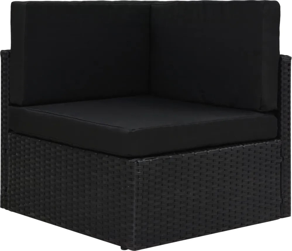 49501 vidaXL Модулен ъглов диван, полиратан, черен