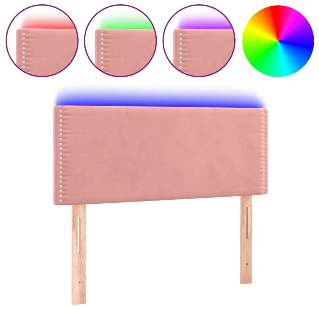 3121507 vidaXL LED горна табла за легло, розова, 80x5x78/88 см, кадифе
