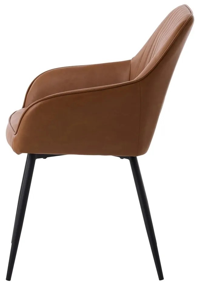 Кафяви тапицирани трапезни столове в комплект с подлакътници 2 бр. Nolan Stripe – Unique Furniture