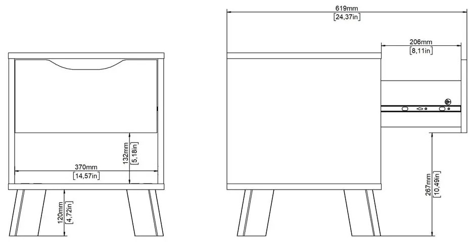 Нощно шкафче в бял и естествен цвят Ikast – Tvilum