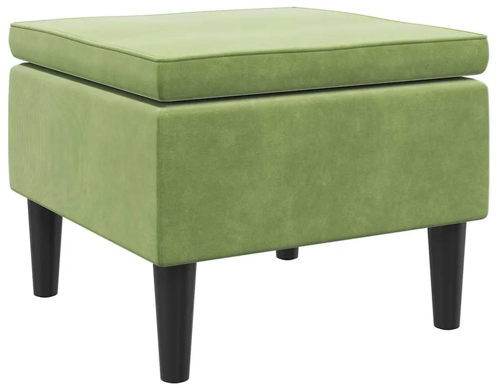 329439 vidaXL Табуретка с дървени крака, светлозелена, кадифе